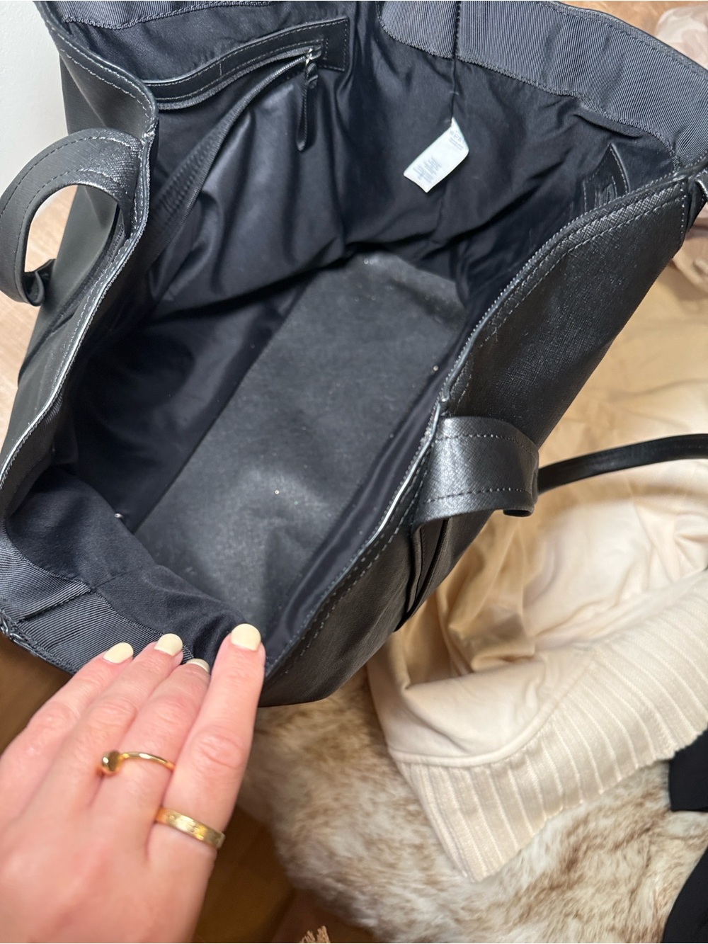 lululemon athletica Black Leather-Look Tote Bag - Picture 3 of 3